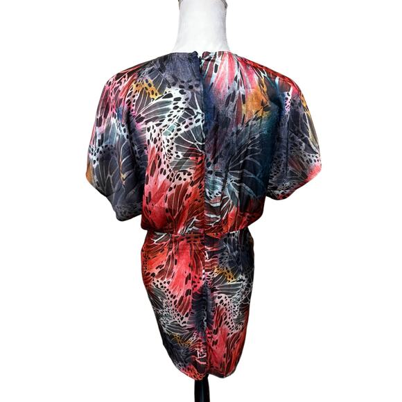 Revolve / L'Academie The Gina Abstract Butterfly Printed Satin Mini Dress - M - Picture 4 of 8
